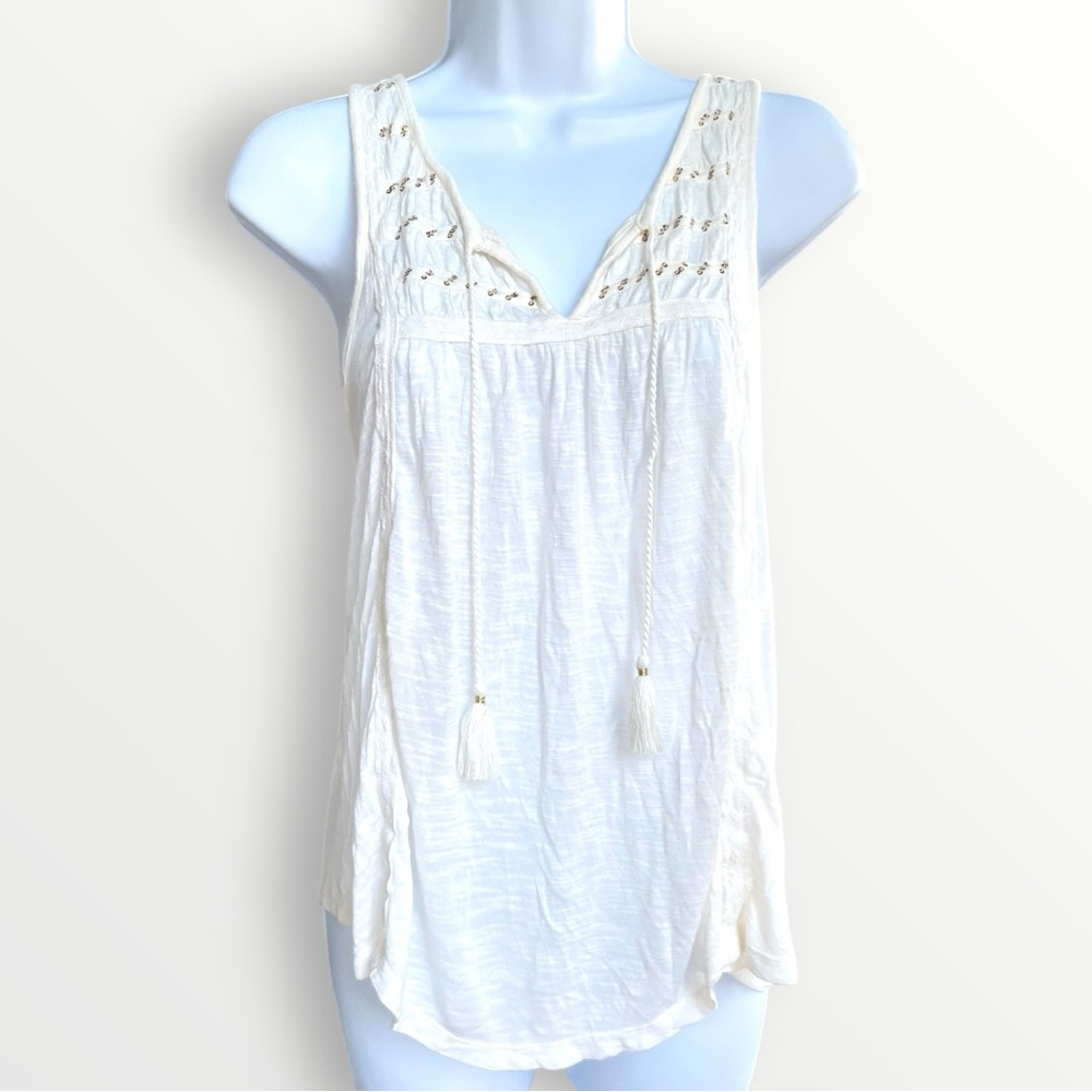 Forever 21 Cream Lace Detail Boho Tank Top | Ladies M